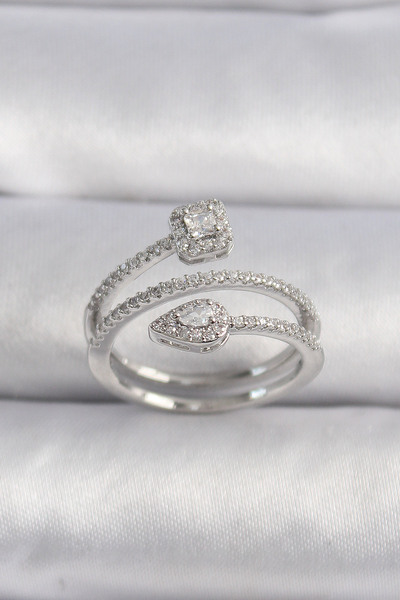 Skygo Brass Silver Color Zircon Stone Arrow Model Vip Series Women's Ring - T...