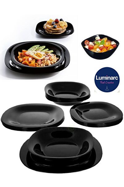 Luminarc Madame Luda Carine Siyah 24 Parça 6 Kişilik Yemek Takımı Ve Çeyiz Seti.