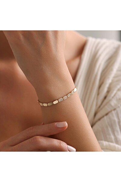 Sembol Gold İtaly Altın Bileklik Rectangle