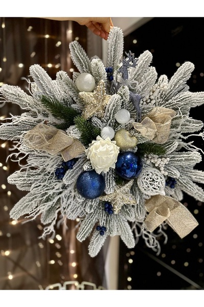 New Bliss Decor Studio Yılbaşı Tasarım Lüks Karlı Çelenk