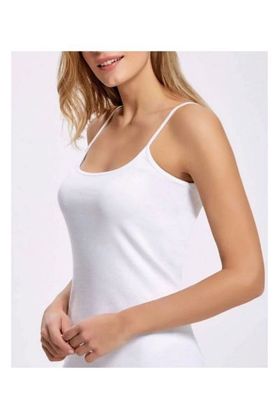 Berrak 2036 4-Piece Matte Piping 100% Cotton Ribbed Rope Strap Women's Undershirt