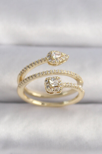 Skygo Brass Gold Color Zircon Stone Arrow Model Vip Series Women's Ring - Tj-...