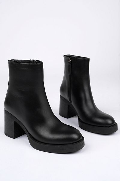 NOSEY SHOES CIZME MODEL HELEN PIELE VERITĂ CU TACURI GROSI CU FERMOAR LATERAL