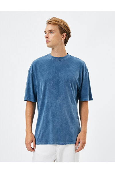 Koton Basic Tişört Yıkamalı Bisiklet Yaka Kısa Kollu Pamuklu