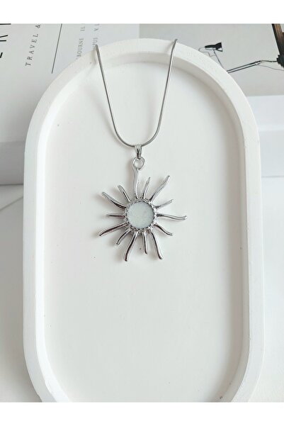 Alexis Carrel Beyaz Mineli Vintage Güneş Kolye