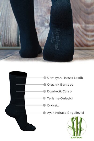 ALEXANDER HUD Κάλτσες μπαμπού 6 ζεύγη Ναυτικό μπλε διαβητικές κάλτσες καραμέλας χωρίς ραφές, ελαστικές κάλτσες χωρίς οσμές