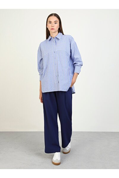 Benin Navy Blue Striped Cotton Poplin Shirt - Benin