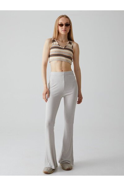 Ltb Fitilli Paçası Yırtmaçlı Bej Pantolon