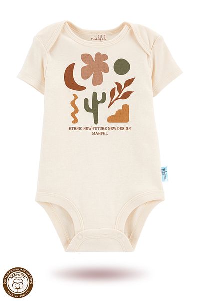 MAHFEL 2-Piece 100% Cotton Organic Printed Snap Fastener Baby Bodysuit