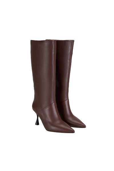 Desa Women's Brown Heeled Leather Boots