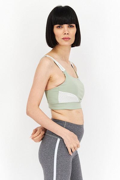Guess Women Sportswear Fit Brand Logo Sports Bra, Green
