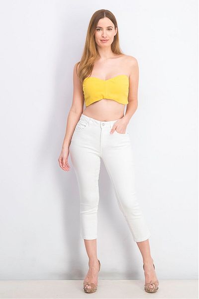 Tchibo Women Plain Straight Fit Stretchable Jeans, White