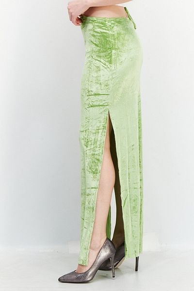 NA-KD Women Velvet Strap Detail Maxi Skirts, Green