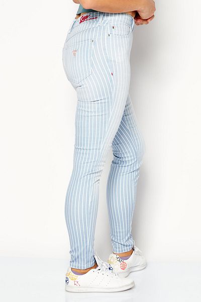 Guess Women Skinny Fit Stripe Jeans, Blue
