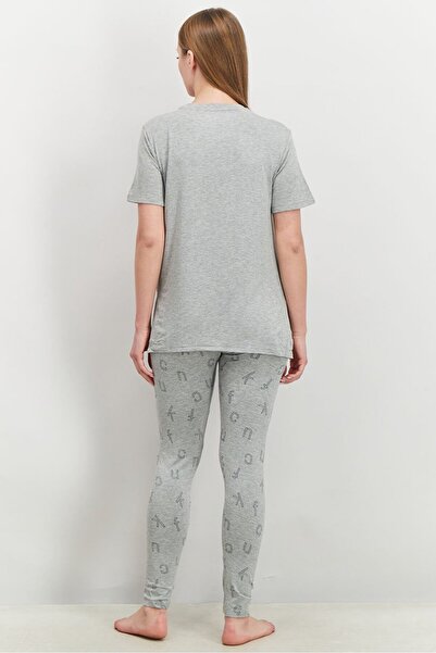 French Connection Women 2 Pieces Printed Top And Bottom Pyjamas Set, Grey