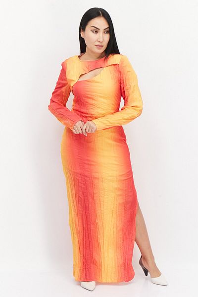 NA-KD Women Shoulder Padded Ombre Maxi Dress, Orange Combo