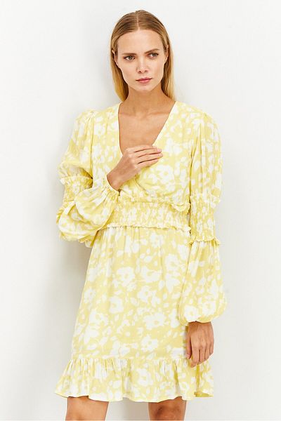 NA-KD Women Allover Print Mini Dress, Yellow