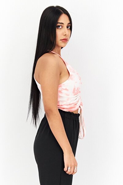 Missguided Women V-Neck Sleeveless Tie Dye Cropped Tank Top, Pink Combo