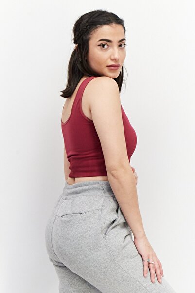 NA-KD Women U Neck Sleeveless Textured Top, Magenta