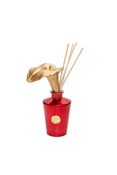 Missi 130 ml Kırmızı Golden Glow Gala Çiçek Taş Çubuklu Black Vanilya Oda Kokusu