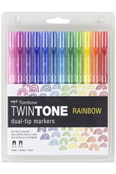 Tombow : Twin Tone Markör Seti : 12 Renk (Gökkuşağı Renkleri)