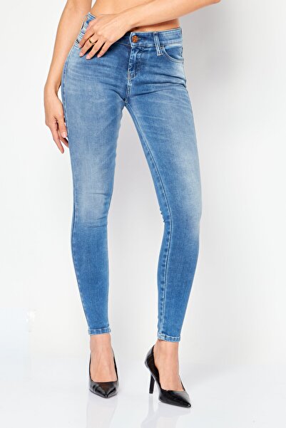 Diesel Women Skinny Fit Stretchable Washed Denim Jeans, Blue