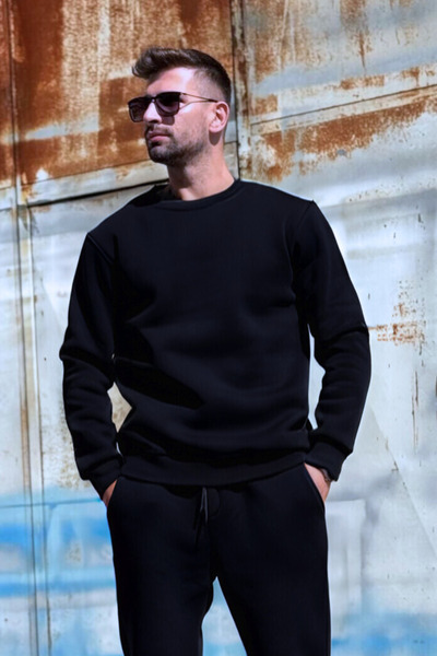 YAKAMEL Pulover pentru bărbați, supradimensionat, cu mânecă lungă, din bumbac...