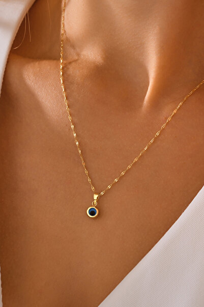 MOOM MÜCEVHERAT 14 Ayar Altın Mini Nazar Göz Kolye