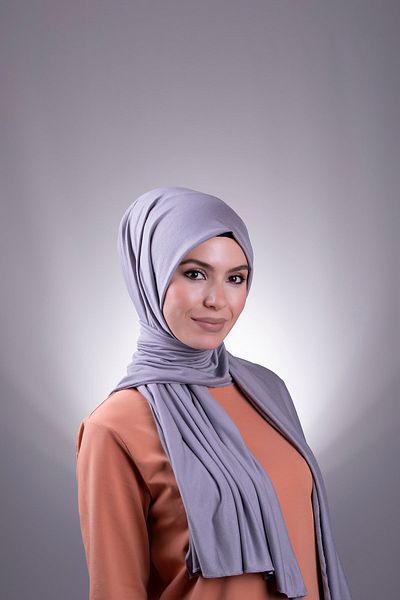 HÜRREM BONE Gri uni șal clasic țesătură viscoză Lycra bumbac pieptănat 202101_15