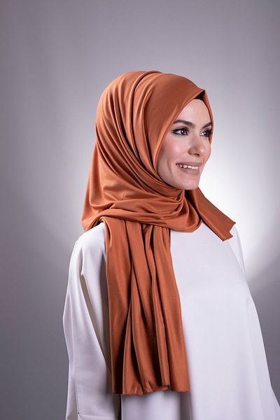 HÜRREM BONE Tan Plain Classic Shawl Βισκόζη Ύφασμα Lycra Χτενισμένο Βαμβάκι 202101 _33