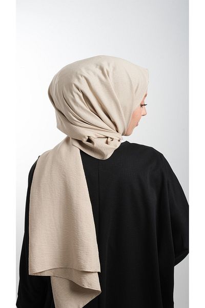 HÜRREM BONE Μπεζ απλό κλασικό σάλι Cotton Jazz Plain 202105 _12