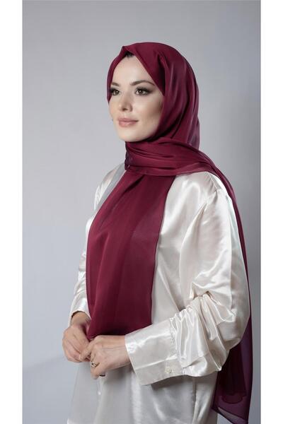 HÜRREM BONE Roșu Claret uni șal clasic din șifon rochie de seară Janjan 202108_16