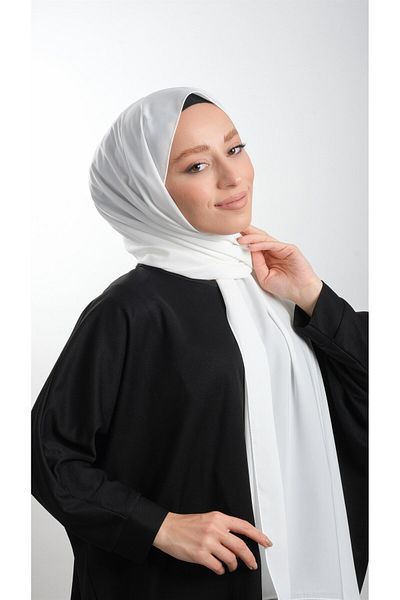 HÜRREM BONE Κρέμα Απλό Κλασικό Σάλι Medina Silk Plain 202103 _40