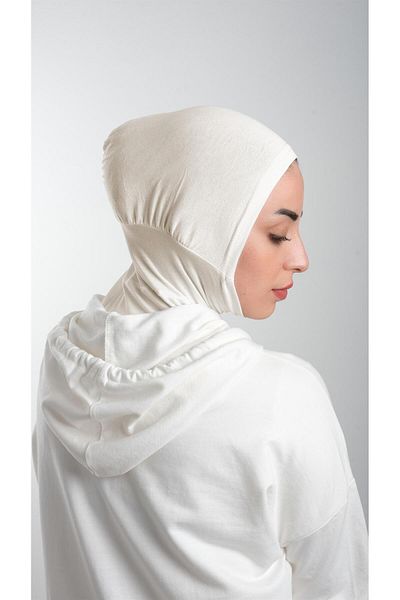 HÜRREM BONE Κρέμα Πρακτικό έτοιμο κουμπωτό Hijab Bonnet Sandy Fabric Sports Hijab 2113_40