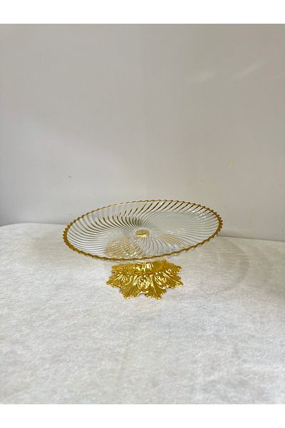 USD HOME Gilded Large Size Round Stand Cake Presentation Serving Plate 31 cm
