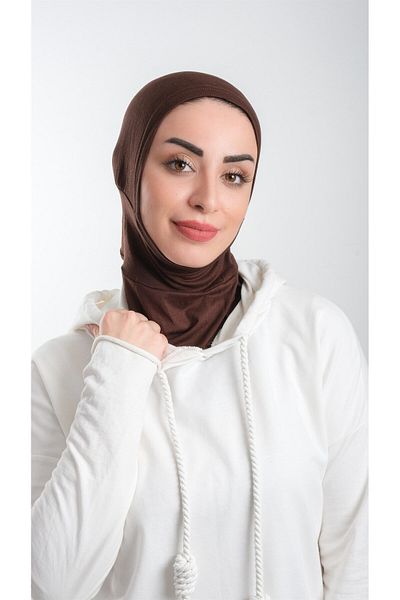 HÜRREM BONE Καφέ Πρακτικό έτοιμο κουμπωτό Hijab Bonnet Sandy Fabric Sports Hijab 2113_14
