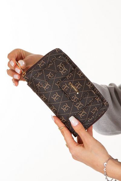 Newish Women's Patterned Brown Wallet Card Holder with Paper Money CompartmentUseful Multi-Compartment Np Daily