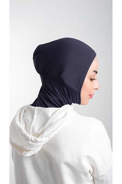 HÜRREM BONE Practical Navy Blue Hijab Sports Hijab - Ready Snap, Sandy Fabric 2113_02