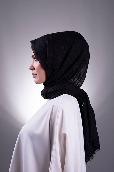 HÜRREM BONE Şal clasic negru uni Şal înfăşurat 202104_01