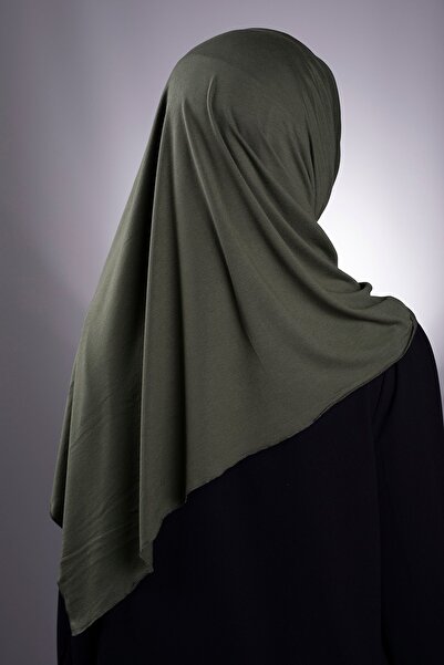 HÜRREM BONE Χακί απλό κλασικό σχολικό σάλι από ύφασμα βισκόζης λύκρα χτενισμένο βαμβάκι 202101_09