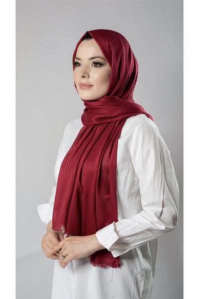 HÜRREM BONE Țesătură Viscoză șal cu dungi subțiri roșu Claret Bursa Dolama 202111_16