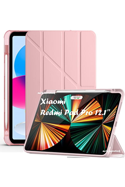 m.tk moveteck Xiaomi Poco Pad 12.1 / Redmi Pad Pro Kılıf Kalem Bölmeli Standlı Akıllı Uyku Modlu Yumuşak Silikon