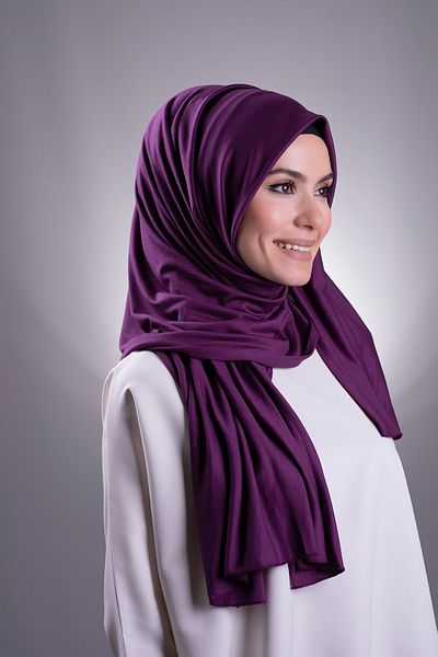 HÜRREM BONE Prune uni șal clasic țesătură viscoză Lycra bumbac pieptănat 202101_07