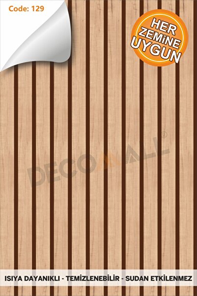DECOMALL Code129 KENDİNDEN YAPIŞKANLI DUVAR KAPLAMA AHŞAP ÇİTA GÖRÜNÜMLÜ FOLYO İSKANDİNAV PANEL (100X300cm)