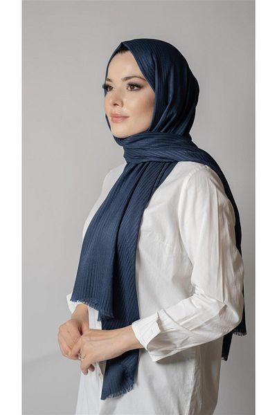 HÜRREM BONE Oil Blue Pinstripe Şal Ţesătură Viscoză Bursa Wrap 202111 _17