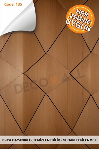 DECOMALL Code135 KENDİNDEN YAPIŞKANLI DUVAR KAPLAMA AHŞAP ÇİTA GÖRÜNÜMLÜ FOLYO İSKANDİNAV PANEL (100X300cm)