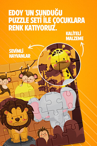 edoy Wild Minik Eller İçin Eğlenceli 24 Parça Puzzle - Öğrenirken Eğlenmeye Ne Dersiniz?