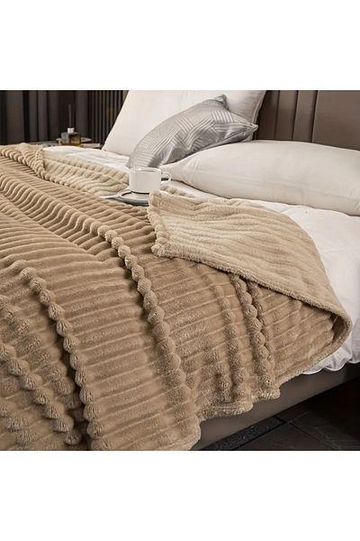 textile dünyası Wellsoft Striped Tv Blanket - Single and Double