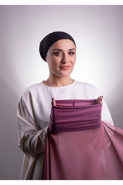 HÜRREM BONE Φούξια Πρακτικό έτοιμο σάλι σιφόν με σωληνωτό κορδόνι 3001_20