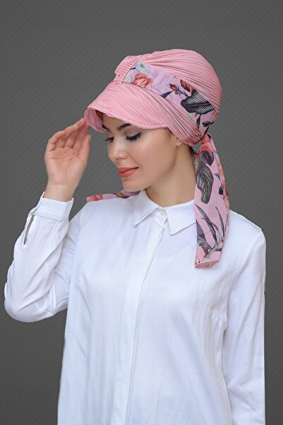 HÜRREM BONE مسحوق قبعة الحجاب بونيه قطع الألياف منقوشة حزام الشيفون 1902_06